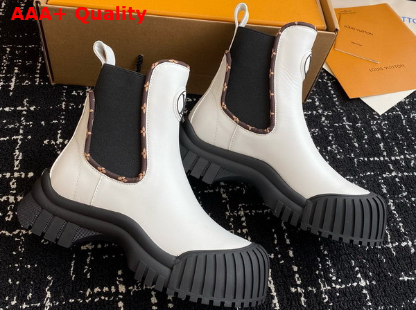 Louis Vuitton Ruby Flat Ankle Boot in White Calf Leather Replica