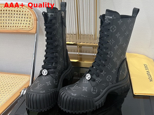 Louis Vuitton Ruby Flat Ranger Boot in Monogram Eclipse Canvas Replica