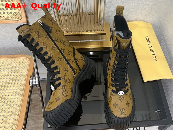 Louis Vuitton Ruby Flat Ranger Boot in Monogram Reverse Canvas Replica