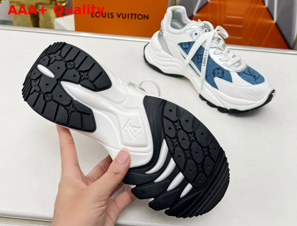 Louis Vuitton Run 55 Sneaker Denim Blue Monogram Denim 1ABHQN Replica