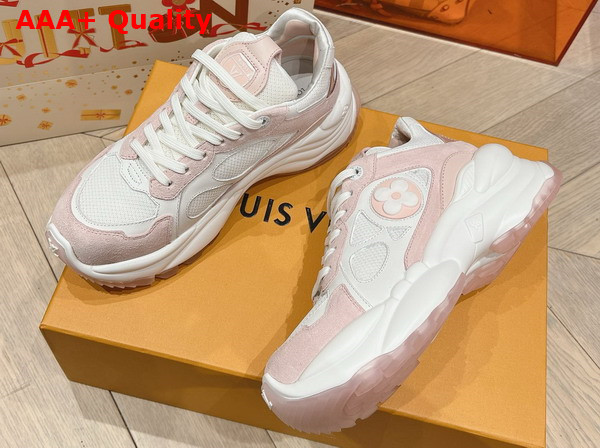 Louis Vuitton Run 55 Sneaker in Rose Clair Pink Mix of Materials 1ACGP4 Replica