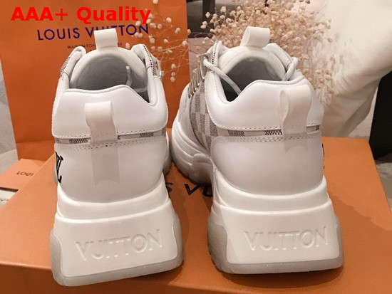 Louis Vuitton Run Away Pulse Sneaker in White Calf Leather and Damier Azur Canvas Replica