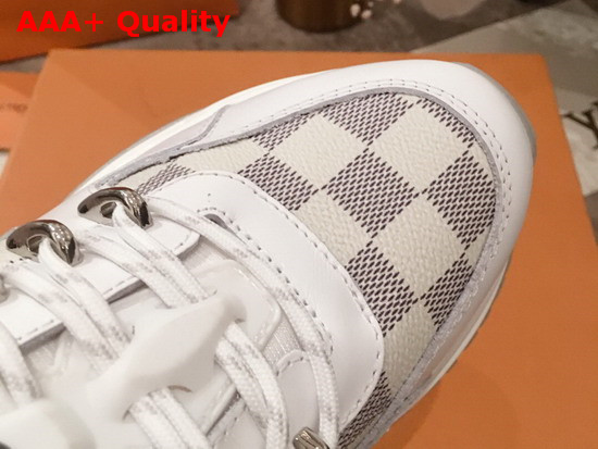 Louis Vuitton Run Away Pulse Sneaker in White Calf Leather and Damier Azur Canvas Replica