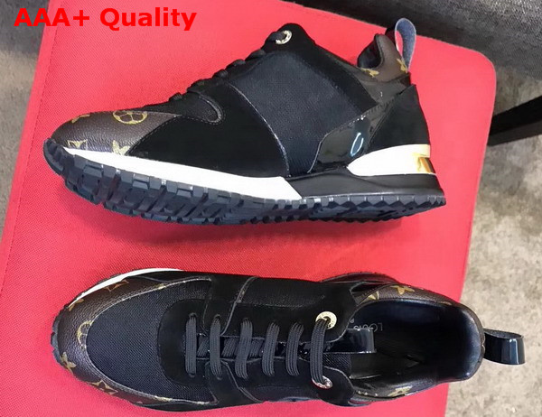 Louis Vuitton Run Away Sneaker Black Suede Calf Leather and Monogram Canvas Replica