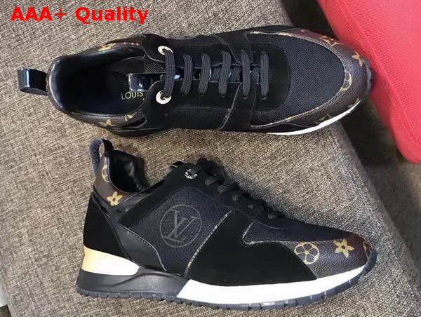 Louis Vuitton Run Away Sneaker Black Suede Calf Leather and Monogram Canvas Replica