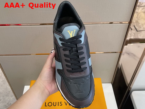 Louis Vuitton Run Away Sneaker Black and Light Blue Embossed Calf Leather and Smooth Calf Leather Replica