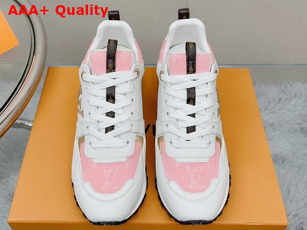 Louis Vuitton Run Away Sneaker White Calf Leather and Pink Monogram Denim Replica