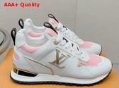 Louis Vuitton Run Away Sneaker White Calf Leather and Pink Monogram Denim Replica