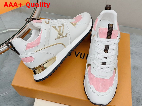 Louis Vuitton Run Away Sneaker White Calf Leather and Pink Monogram Denim Replica