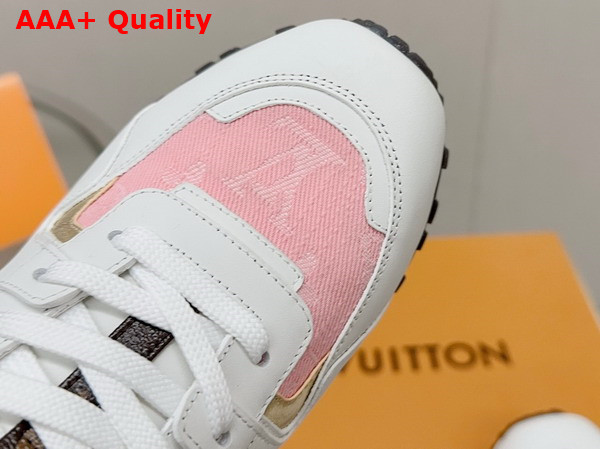 Louis Vuitton Run Away Sneaker White Calf Leather and Pink Monogram Denim Replica