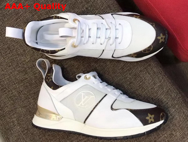 Louis Vuitton Run Away Sneaker White Calf Leather with Monogram Canvas Trim Replica