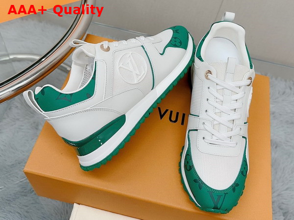 Louis Vuitton Run Away Sneaker White Mesh and Calf Leather with Green Monogram Details 1AB1TC Replica