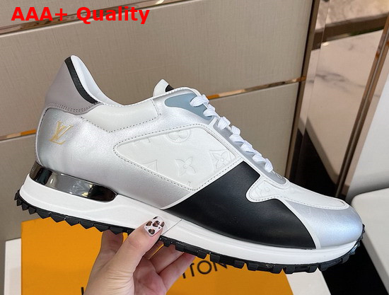 Louis Vuitton Run Away Sneaker White and Black Embossed Calf Leather and Smooth Calf Leather Replica