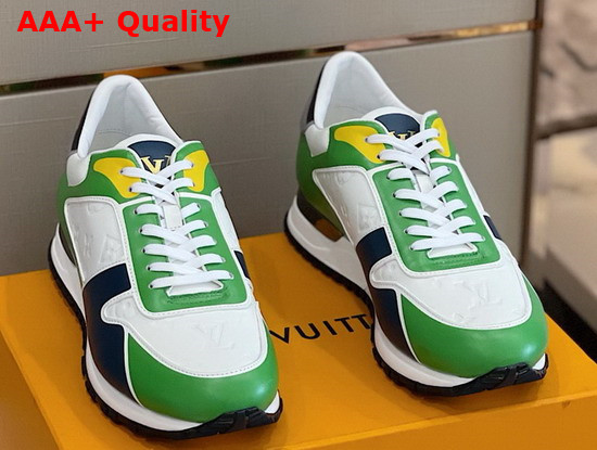 Louis Vuitton Run Away Sneaker White and Green Embossed Calf Leather and Smooth Calf Leather Replica