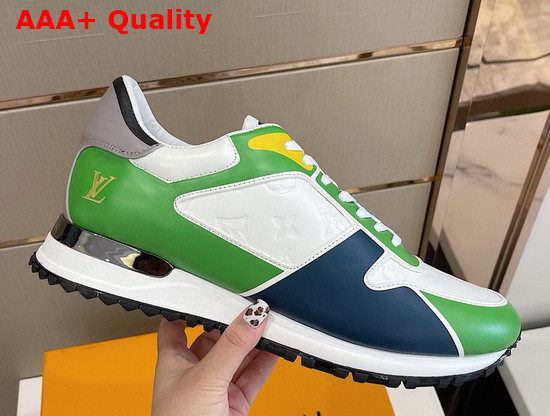 Louis Vuitton Run Away Sneaker White and Green Embossed Calf Leather and Smooth Calf Leather Replica