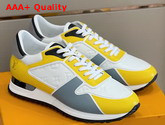 Louis Vuitton Run Away Sneaker White and Yellow Embossed Calf Leather and Smooth Calf Leather Replica