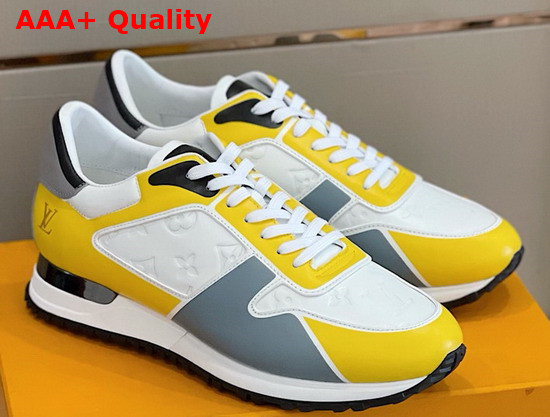 Louis Vuitton Run Away Sneaker White and Yellow Embossed Calf Leather and Smooth Calf Leather Replica