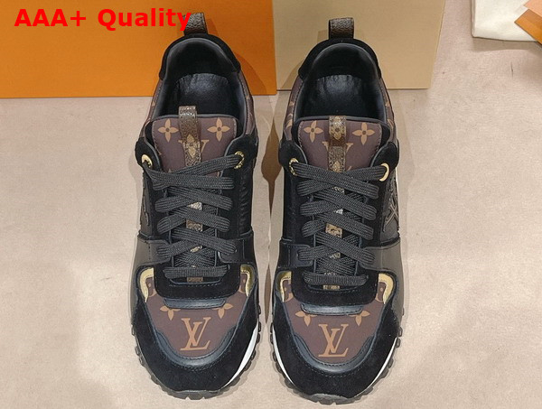 Louis Vuitton Run Away Sneaker in Black Suede Calf Leather and Recycled Monogram Nylon 1AAP3D Replica