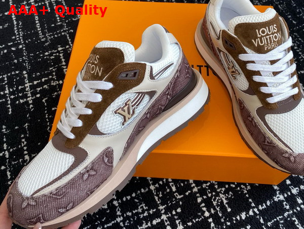 Louis Vuitton Run Away Sneaker in Moka Brown Monogram Denim and Mesh 1ACVDY Replica