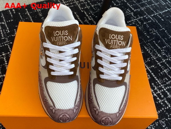 Louis Vuitton Run Away Sneaker in Moka Brown Monogram Denim and Mesh 1ACVDY Replica