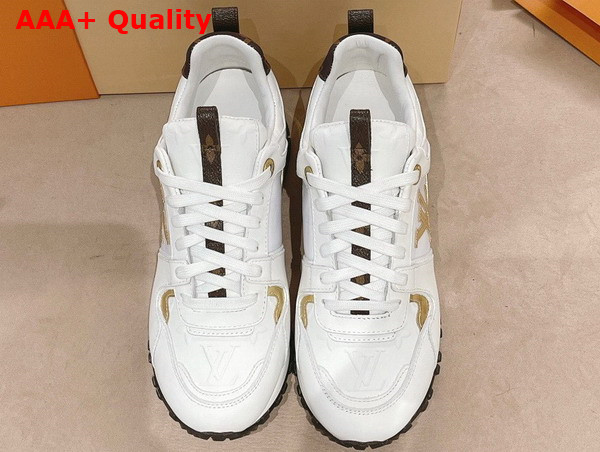 Louis Vuitton Run Away Sneaker in White Calf Leather with Refined Gold Tone Details 1AAP3T Replica