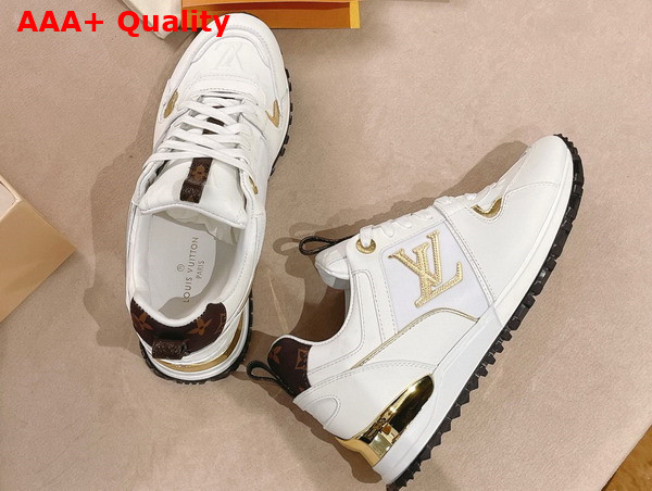 Louis Vuitton Run Away Sneaker in White Calf Leather with Refined Gold Tone Details 1AAP3T Replica