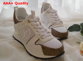 Louis Vuitton Run Away Sneaker in White Calfskin Leather and Monogram Canvas Replica