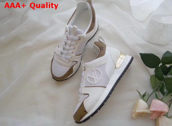 Louis Vuitton Run Away Sneaker in White Calfskin Leather and Monogram Canvas Replica