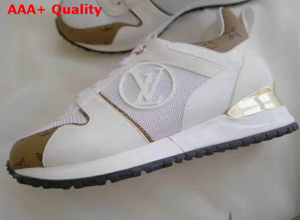 Louis Vuitton Run Away Sneaker in White Calfskin Leather and Monogram Canvas Replica