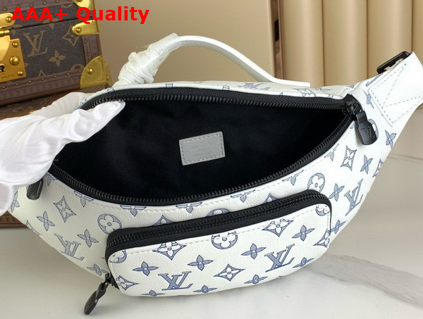 Louis Vuitton Rush Bumbag in White and Navy Blue Monogram Shadow Calf Leather M25227 Replica