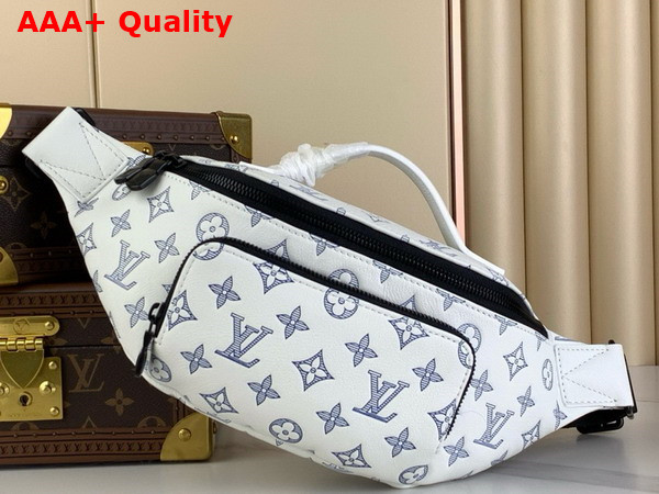 Louis Vuitton Rush Bumbag in White and Navy Blue Monogram Shadow Calf Leather M25227 Replica