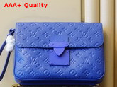 Louis Vuitton S Lock A4 Pouch Blue Monogram Embossed Taurillon Cowhide Leather Replica