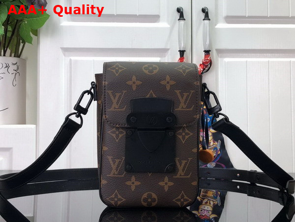 Louis Vuitton S Lock Vertical Wearable Wallet Monogram Macassar Coated Canvas and Black Cowhide Leather M81522 Replica