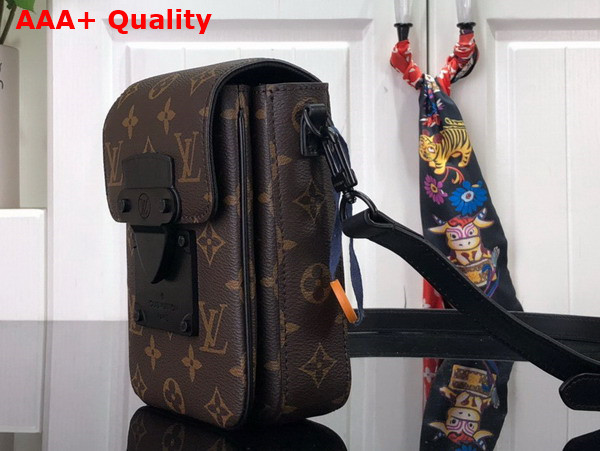 Louis Vuitton S Lock Vertical Wearable Wallet Monogram Macassar Coated Canvas and Black Cowhide Leather M81522 Replica