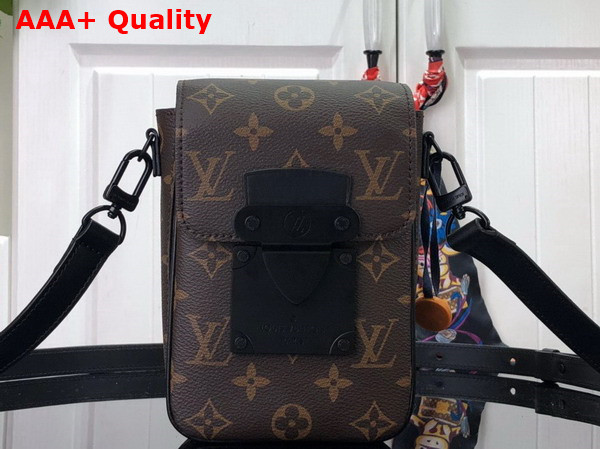 Louis Vuitton S Lock Vertical Wearable Wallet Monogram Macassar Coated Canvas and Black Cowhide Leather M81522 Replica