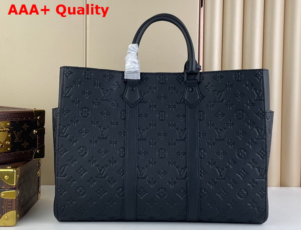 Louis Vuitton Sac Plat 24h Black Embossed Taurillon Monogram Cowhide Leather M21865 Replica