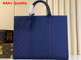 Louis Vuitton Sac Plat 24h Carryall Sapphire Taurillon Monogram Embossed Cowhide Leather M11690 Replica