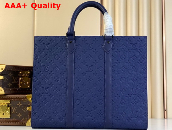 Louis Vuitton Sac Plat 24h Carryall Sapphire Taurillon Monogram Embossed Cowhide Leather M11690 Replica