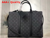 Louis Vuitton Sac Plat Horizontal Zippe Monogram Eclipse Canvas and Black Leather M45265 Replica