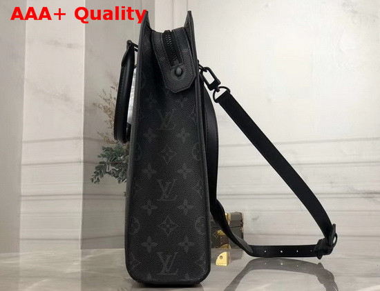 Louis Vuitton Sac Plat Horizontal Zippe Monogram Eclipse Canvas and Black Leather M45265 Replica