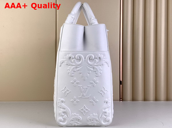 Louis Vuitton Sac Plat Tote Bag in Optic White Calf Leather LV Ornaments Capsule Collection M21841 Replica