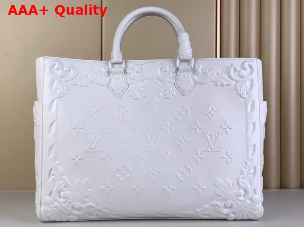 Louis Vuitton Sac Plat Tote Bag in Optic White Calf Leather LV Ornaments Capsule Collection M21841 Replica