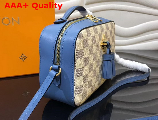 Louis Vuitton Saintonge Handbag Light Blue Damier Aur Coated Canvas Replica