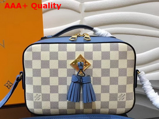 Louis Vuitton Saintonge Handbag Light Blue Damier Aur Coated Canvas Replica