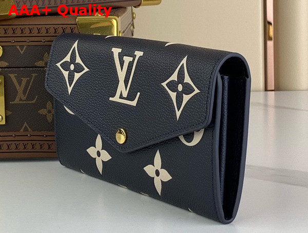 Louis Vuitton Sarah Wallet Bicolor Monogram Empreinte Leather Navy Blue Cream Replica