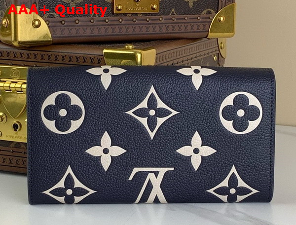 Louis Vuitton Sarah Wallet Bicolor Monogram Empreinte Leather Navy Blue Cream Replica