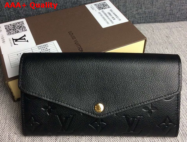 Louis Vuitton Sarah Wallet Black Embossed Calf Leather Replica