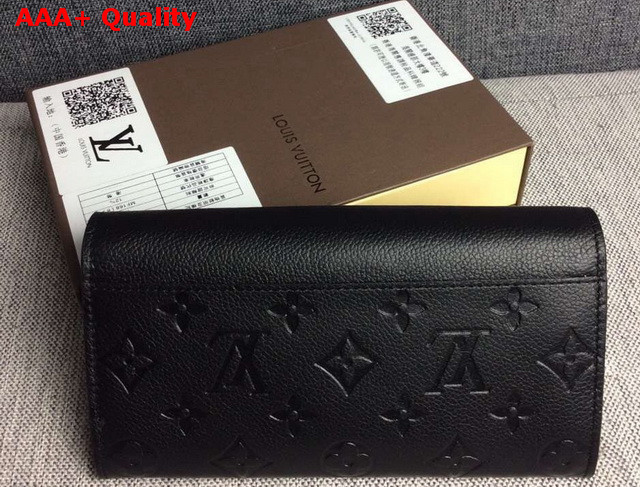 Louis Vuitton Sarah Wallet Black Embossed Calf Leather Replica