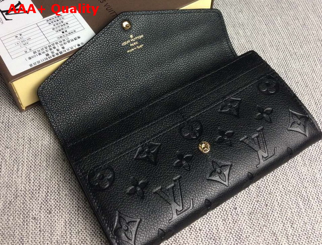 Louis Vuitton Sarah Wallet Black Embossed Calf Leather Replica