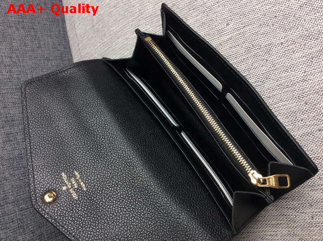 Louis Vuitton Sarah Wallet Black Embossed Calf Leather Replica